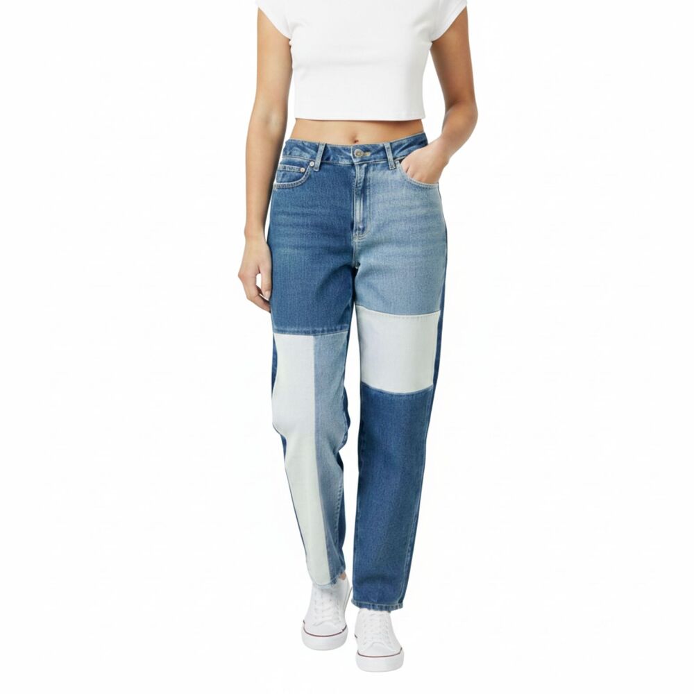 Hollister Womens 7S W28 Patchwork Ultra‎ High Rise Mom Jeans Blue Denim Y2K 70s